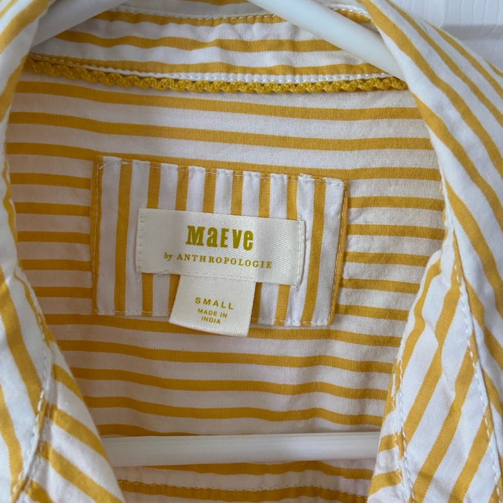 Maeve by Anthropologie Yellow & White Striped Shirt Small S - Picture 2 of 5